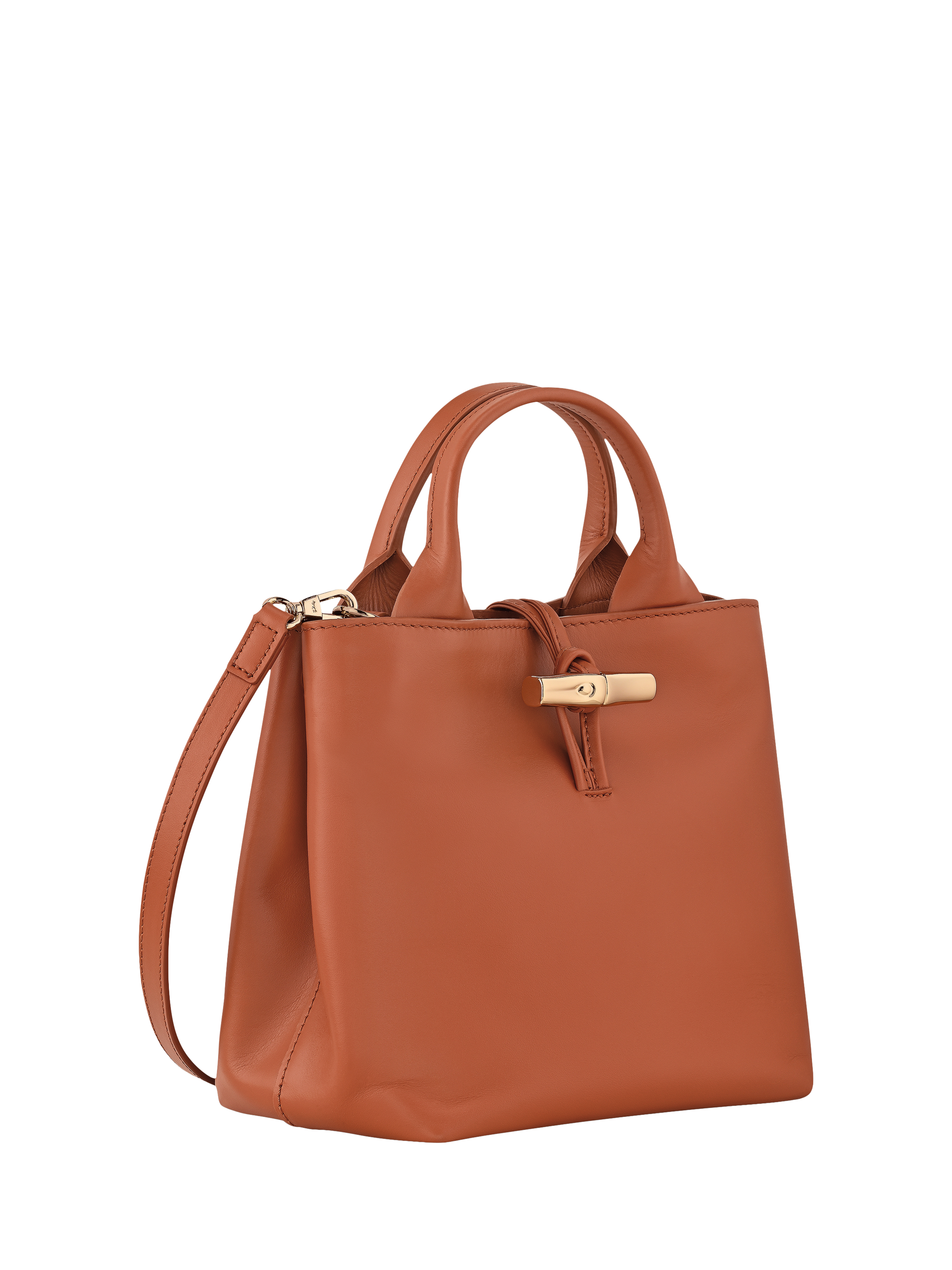 Product image 3 of 5, which shows Longchamp Le Roseau Leather Small Crossbody Bag, Bark