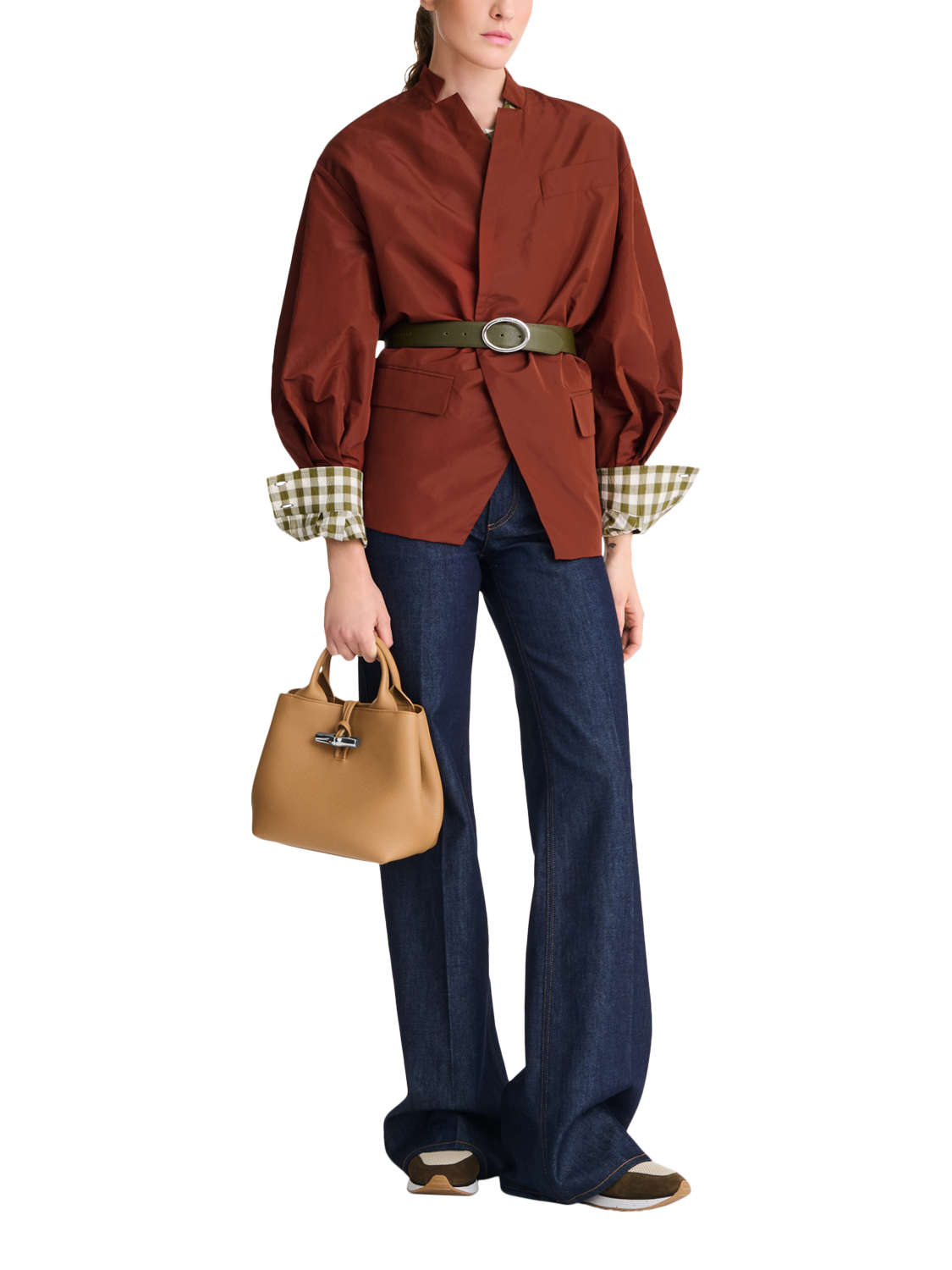 Product image 3 of 7, which shows Longchamp Le Roseau Leather Small Crossbody Bag, Walnut