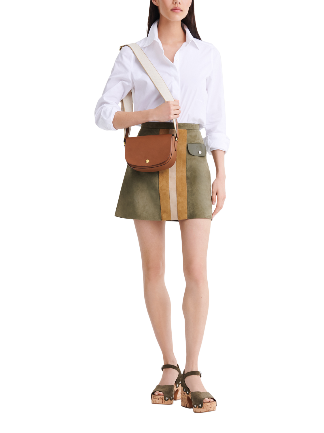 Product image 2 of 3, which shows Longchamp Épure Leather Small Crossbody Bag, Cognac