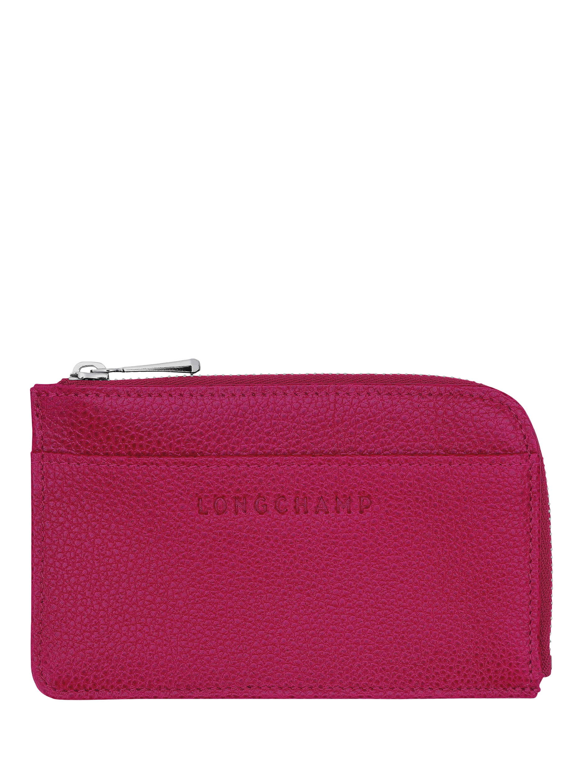Longchamp Le Foulonne Leather Card Holder, Beetroot