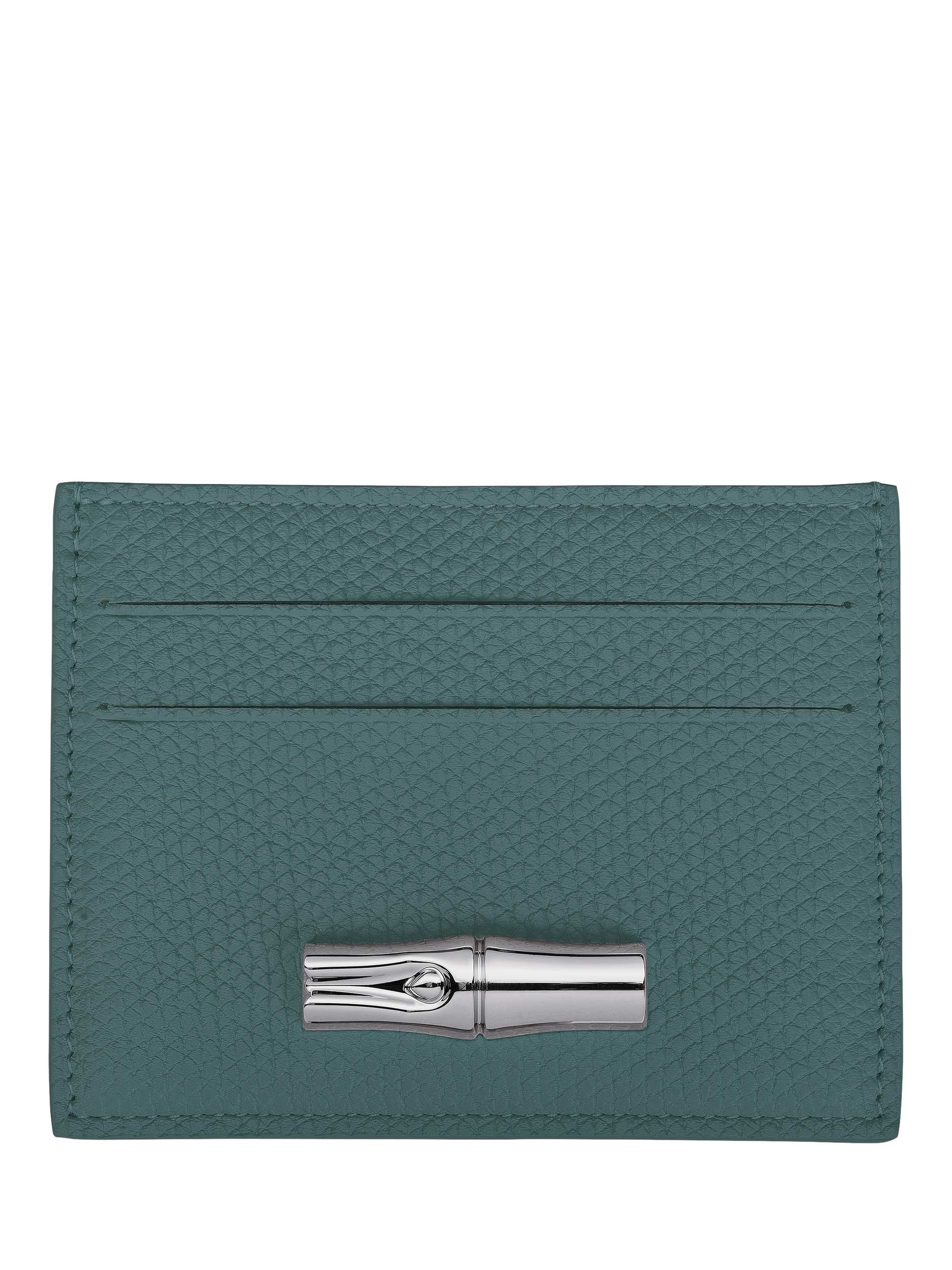 Product image 1 of 2, which shows Longchamp Le Roseau Leather Card Holder, Cedar