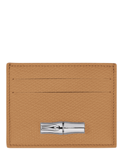 Longchamp Le Roseau Leather Card Holder, Walnut