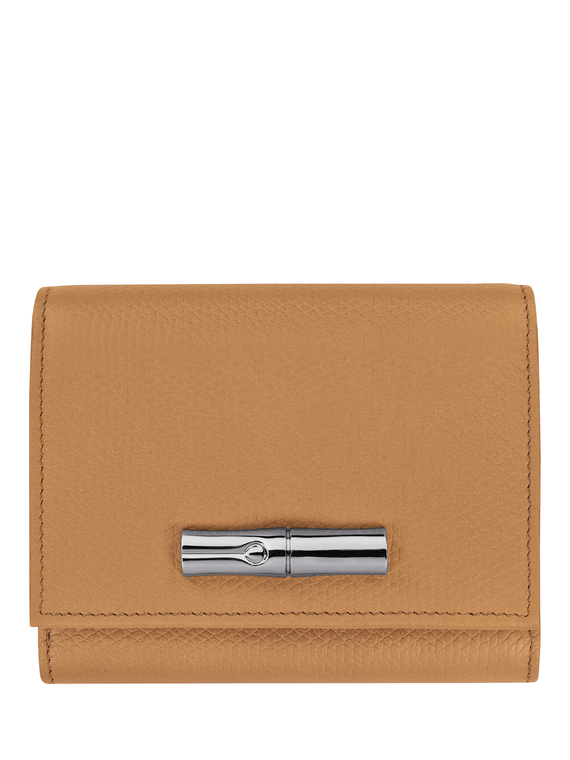 Product image 1 of 3, which shows Longchamp Le Roseau Textured Leather Purse, Walnut