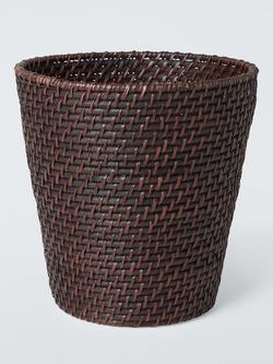 John Lewis Slim Rattan Wastepaper Basket, Cocoa, Cocoa