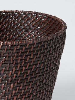 John Lewis Slim Rattan Wastepaper Basket, Cocoa - view 2, Cocoa
