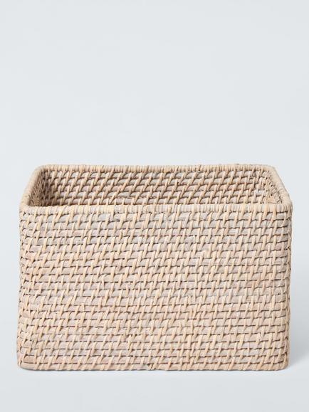 John Lewis Rattan Storage Basket, Off White - view 2, Off White