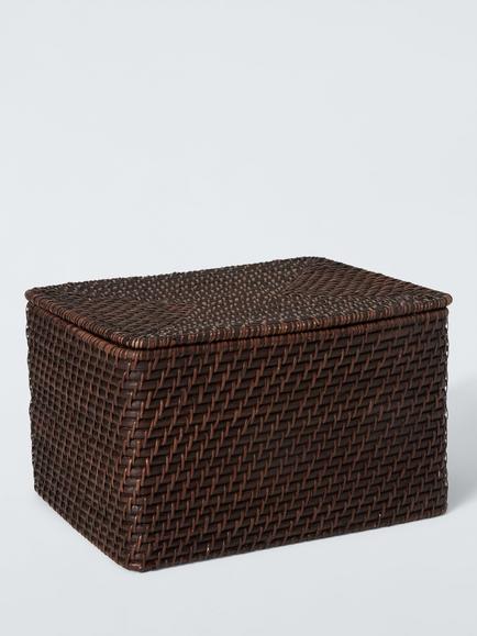 John Lewis Lidded Rattan Storage Basket, Cocoa, Cocoa