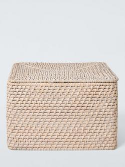 John Lewis Lidded Rattan Storage Basket, Off White - view 2, Off White