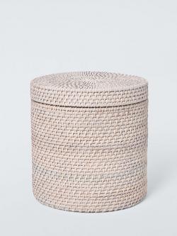 John Lewis Lidded Rattan Basket, Whitewash, Large, White Wash