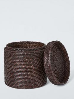 John Lewis Lidded Rattan Storage Basket, Cacao Washed - view 2, Cocoa