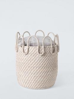 John Lewis Rattan and Rope Storage Basket, Whitewash - view 2, Off White