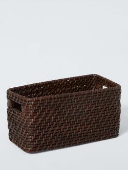 John Lewis Slim Rattan Storage Basket, Cocoa, Cocoa