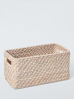 John Lewis Slim Rattan Storage Basket, Off White, Off White