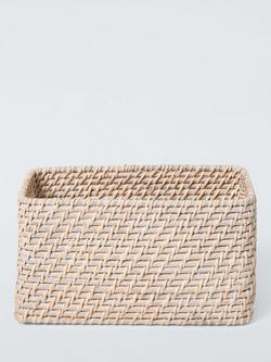 John Lewis Slim Rattan Storage Basket, Off White - view 2, Off White