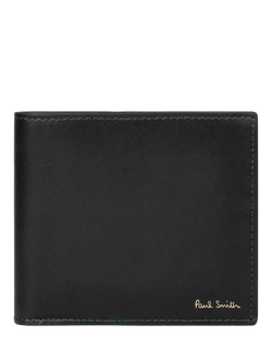 Paul Smith Signature Stripe Interior Leather Bifold Wallet, Black, Black