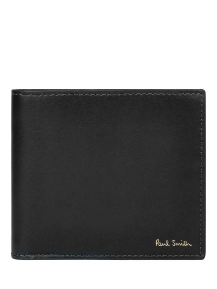 Paul Smith Signature Stripe Interior Leather Bifold Wallet, Black, Black