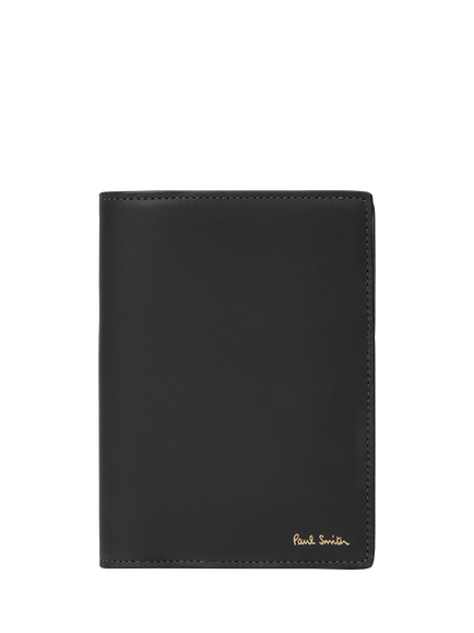 Paul Smith Signature Stripe Leather Passport Holder, Black, Black