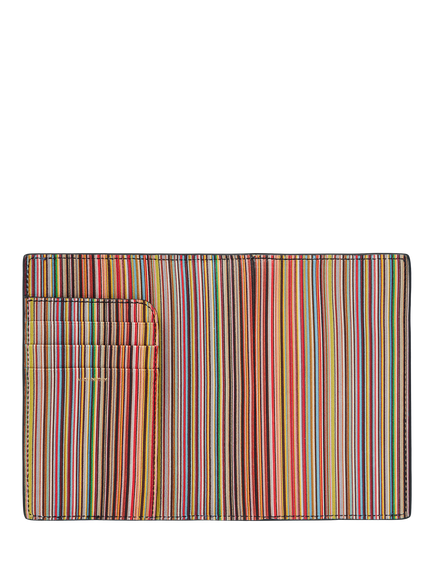 Paul Smith Signature Stripe Leather Passport Holder, Black - view 2, Black