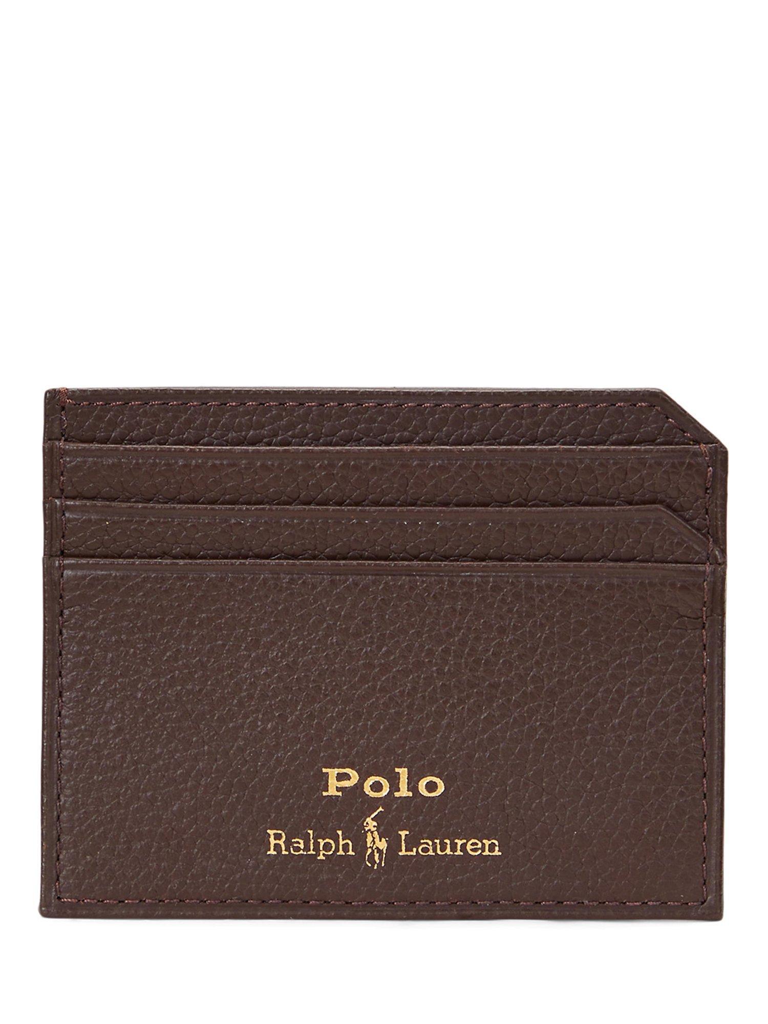 Product image 1 of 2, which shows Polo Ralph Lauren Embossed Leather Card Holder, Dark Brown