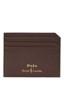 Polo Ralph Lauren Embossed Leather Card Holder, Dark Brown