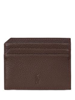 Polo Ralph Lauren Embossed Leather Card Holder - view 2, Dark Brown