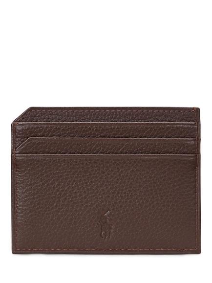 Polo Ralph Lauren Embossed Leather Card Holder - view 2, Dark Brown