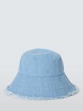 John Lewis ANYDAY Frayed Bucket Hat, Blue
