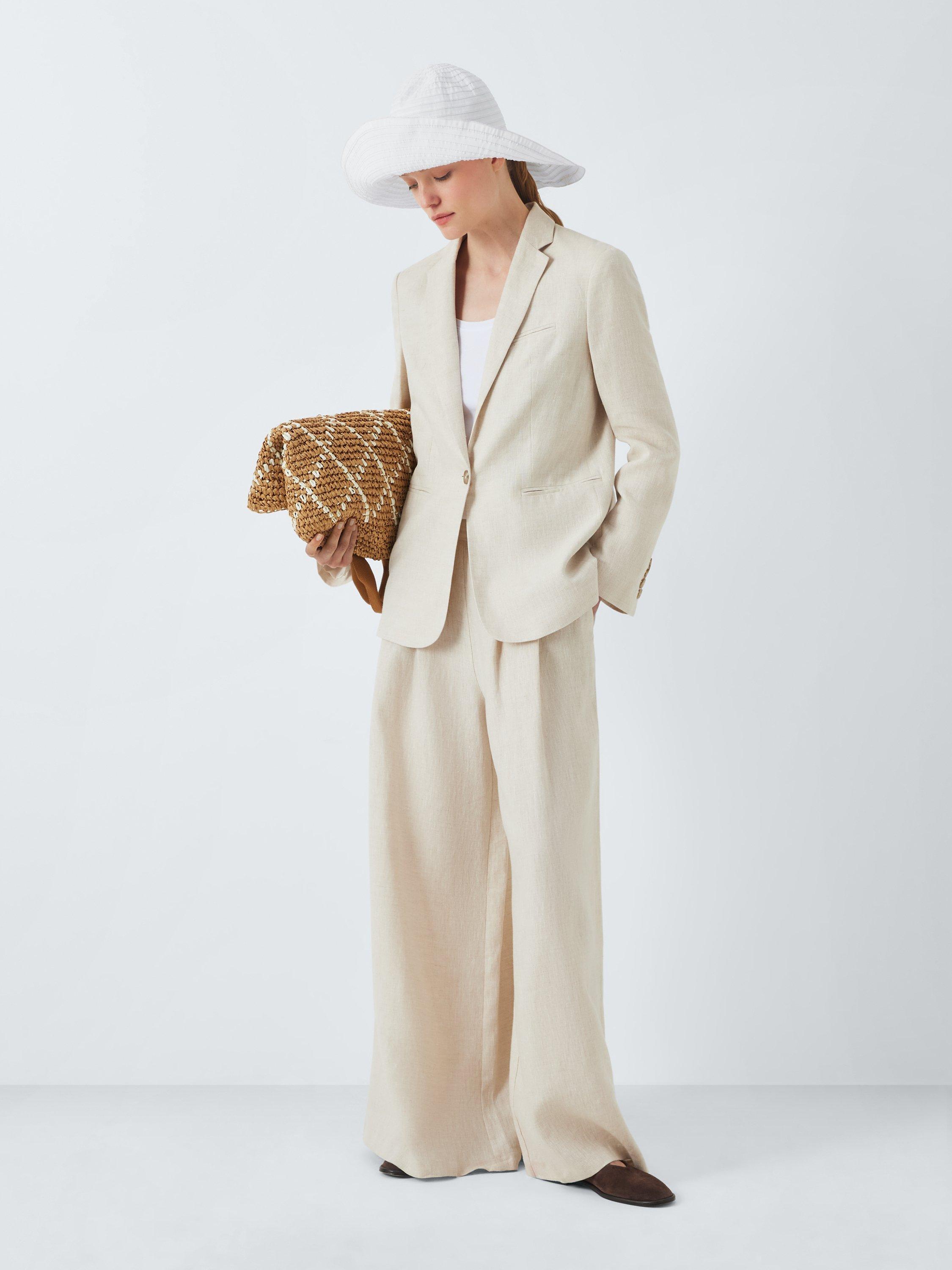 Product image 4 of 4, which shows John Lewis Wide Plaited Bucket Hat, White