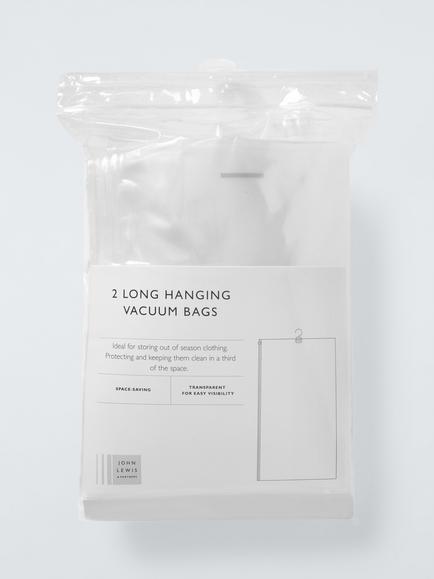 John Lewis Vacuum Hanging Storage Bags, Long, Set of 2, Translucent