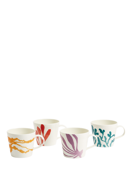 Royal Doulton 1815 Bright Mixed Pattern Porcelain Mug, Set of 4, 400ml, Assorted, Multi
