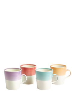Royal Doulton 1815 Bright Colours Porcelain Grande Mug, Set of 4, 500ml, Assorted, Multi Blue