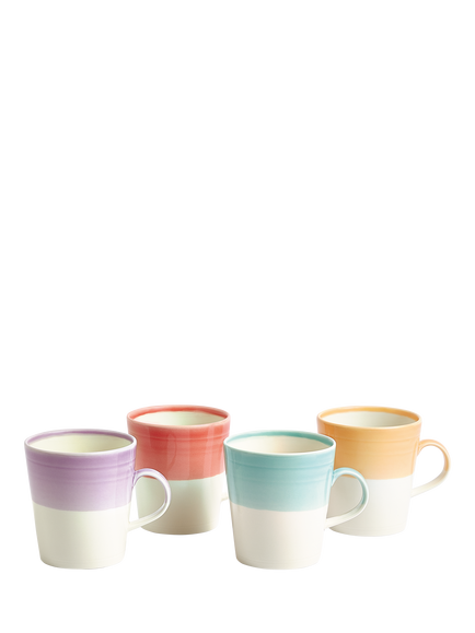 Royal Doulton 1815 Bright Colours Porcelain Grande Mug, Set of 4, 500ml, Assorted, Multi Blue