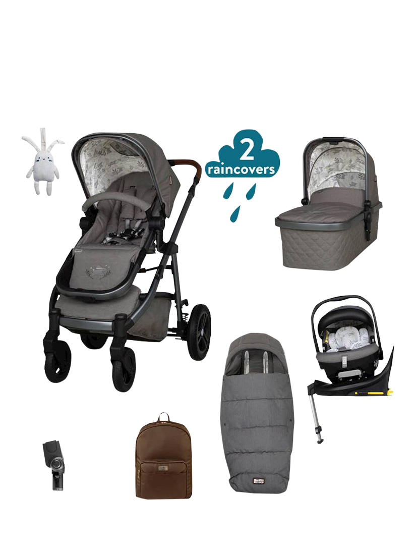 Cosatto Wow 3 Carrycot Pushchair Acorn i Size Car Seat and Base with Accessories Everything Bundle Bobtail