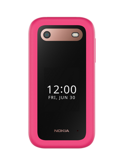 Nokia 2660 Flip Feature Phone, 48MB RAM, 2.8", 4G, SIM Free, 128MB, Pop Pink