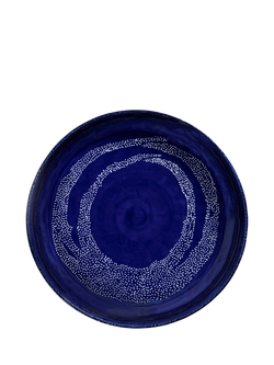 Serax Ottolenghi Feast Collection White Dots Stoneware Serving Dish, 36cm, Dark Blue, Dark Blue