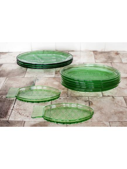Serax Fish & Fish Glass Serving Dish, Set of 2, 23cm, Green - view 2, Green