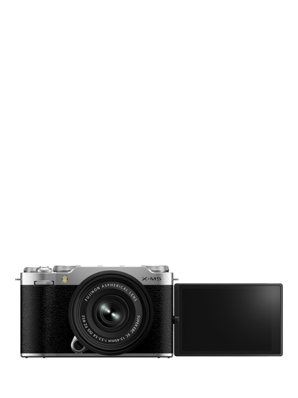 Fujifilm X-M5 Compact System Camera with XC 15-45mm Lens, 6.2K Ultra HD, 26.1MP, Wi-Fi, Bluetooth, 3” Vari-angle LCD Touch Screen, Silver