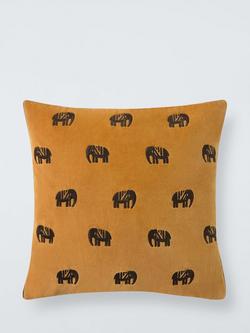 John Lewis Elephant Velvet Cushion, Mustard