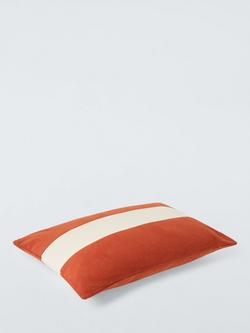 John Lewis Vice Versa Stripe Corduroy Rectangular Cushion - view 2, Orange/Cream