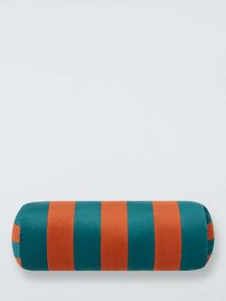 John Lewis Velvet Stripe Bolster Cushion, Auburn