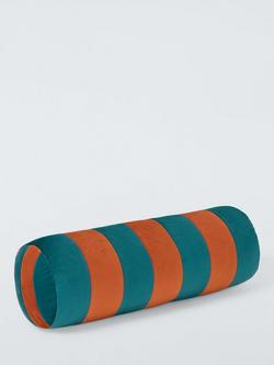 John Lewis Velvet Stripe Bolster Cushion - view 2, Auburn