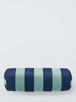 John Lewis Velvet Stripe Bolster Cushion, Blue
