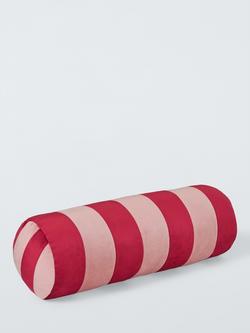 John Lewis Velvet Stripe Bolster Cushion - view 2, Red