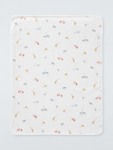 John Lewis Celeste Safari Muslin Blanket, 75 x 100cm - view 2, Multi