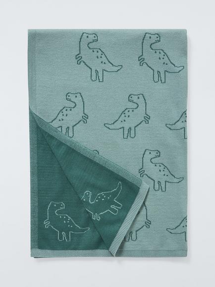 John Lewis Kids' Dinosaur Knit Blanket, Multi, Multi