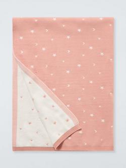 John Lewis Moon and Stars Baby Blanket, Pink, Pink