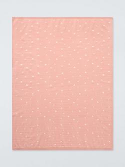 John Lewis Moon and Stars Baby Blanket, Pink - view 2, Pink