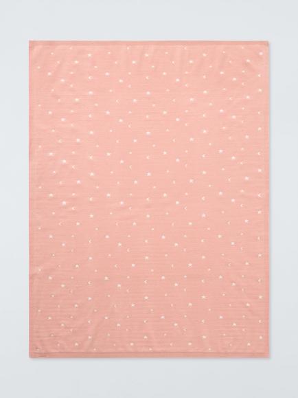 John Lewis Moon and Stars Baby Blanket, Pink - view 2, Pink