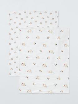 John Lewis Scan Bunny Muslin Blankets, 75 x 100cm, Pack of 2, Multi