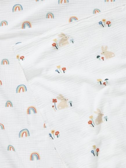 John Lewis Scan Bunny Muslin Blankets, 75 x 100cm, Pack of 2 - view 2, Multi